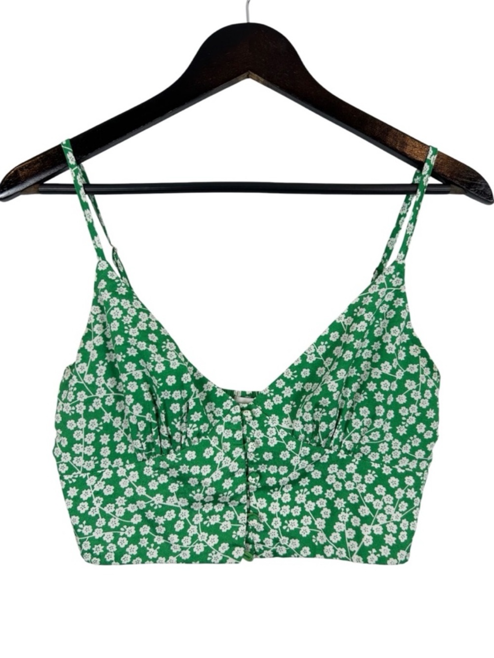 Princess Polly Green Floral Crop Tank Top Size 6